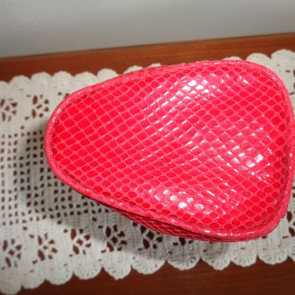 Michael Kors Clutch Evening Bag Cosmetic Case Make Up Pouch Red Snakeskin Look - Picture 5 of 12